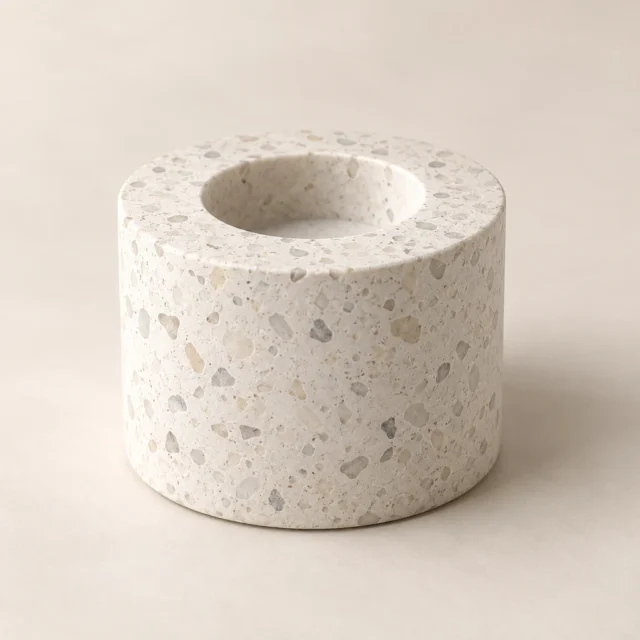 Candle Holder White Terrazzo