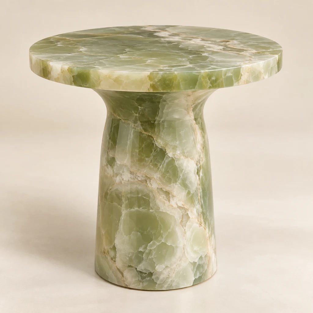 Round Side Table Green Onyx