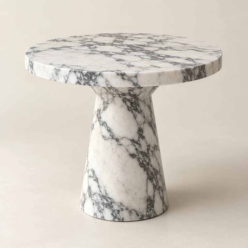 Round Side Table Arabescato Marble