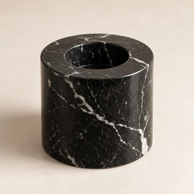Candle Holder Nero Marquina Marble