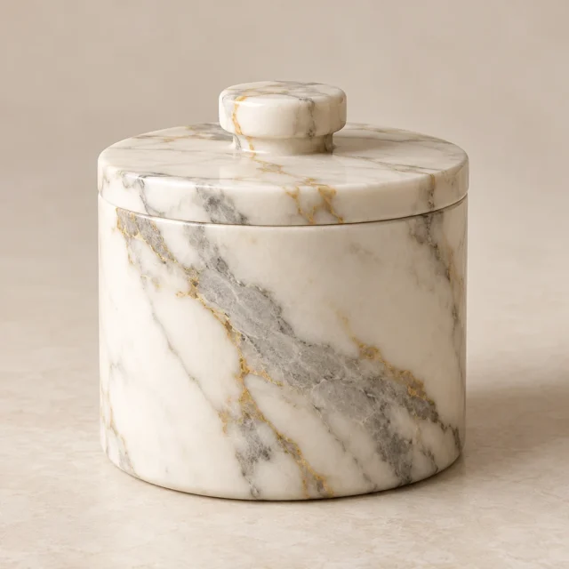 Calacatta Gold Marble Lidded Jar
