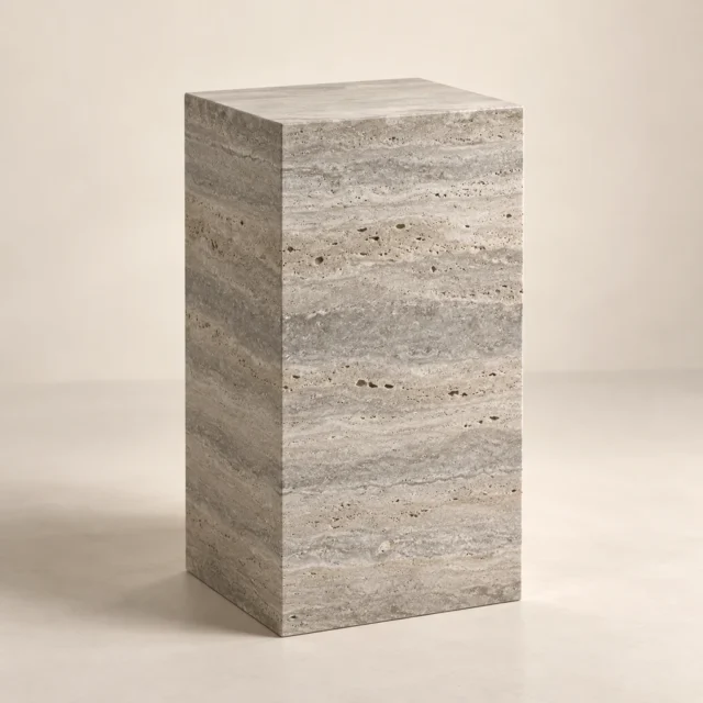 Display Plinth Silver Travertine