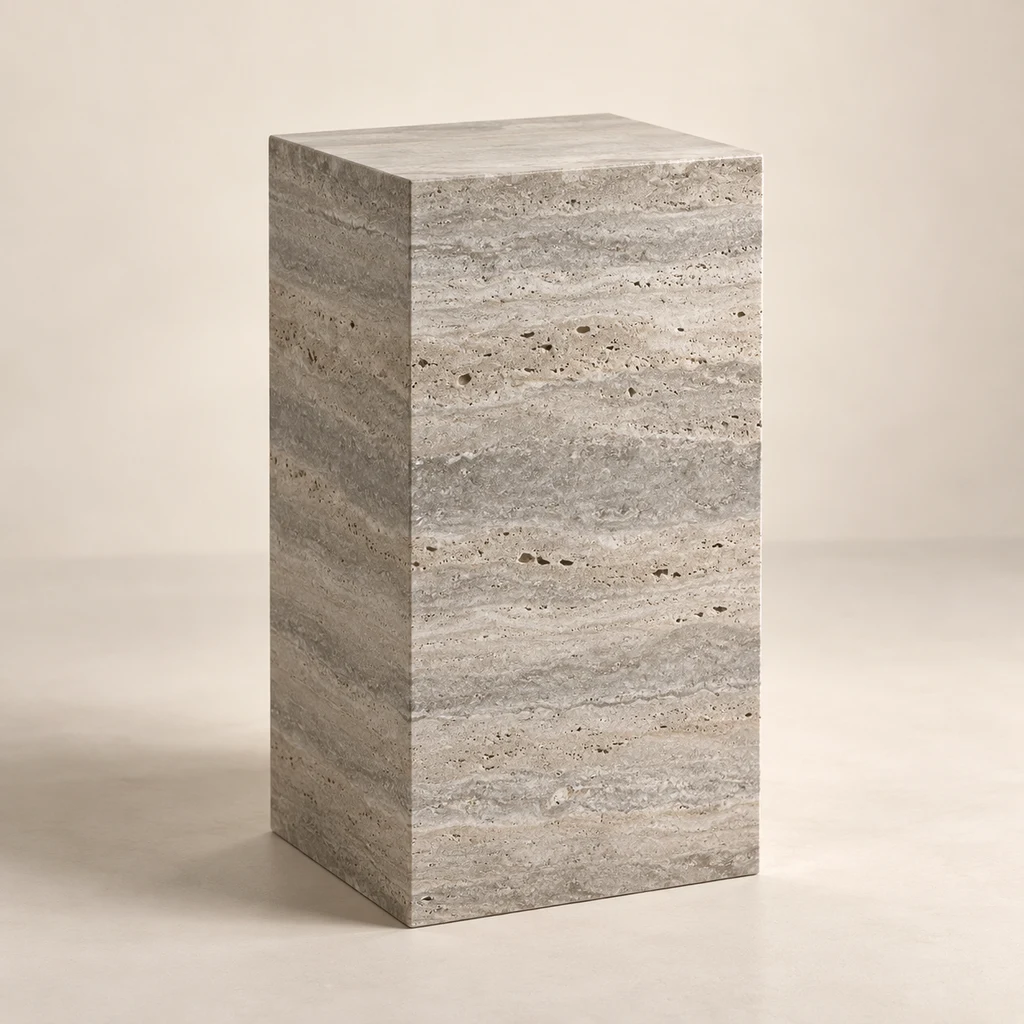 Display Plinth Silver Travertine