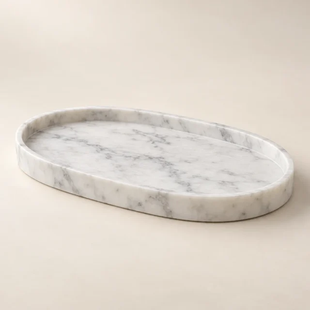 Marble Console Tray - Carrara Oval