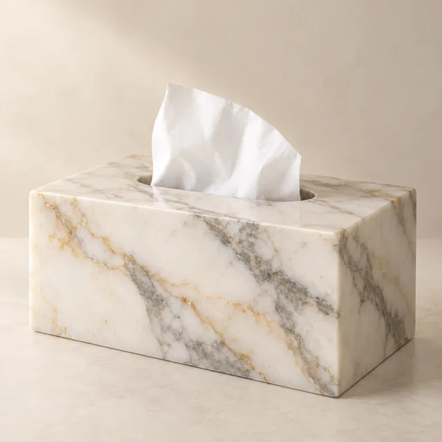 Calacatta Gold Marble Tissue Box