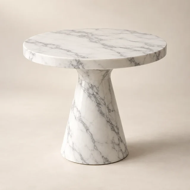 Round Side Table Statuario Porcelain