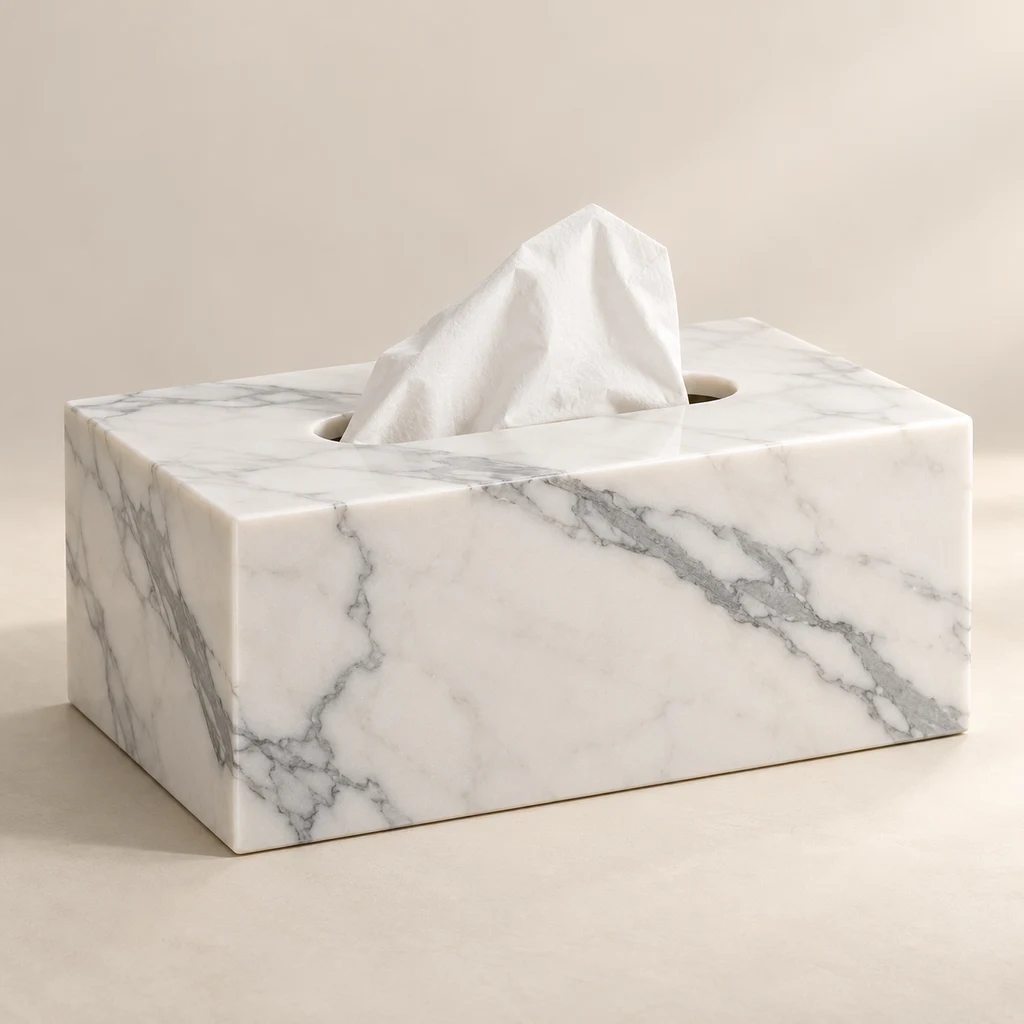 Statuario Marble Tissue Box