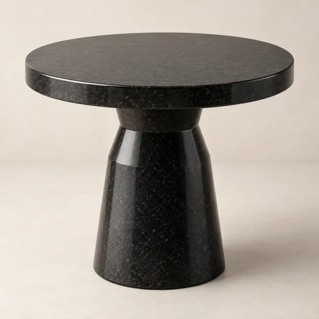 Round Side Table Absolute Black Granite