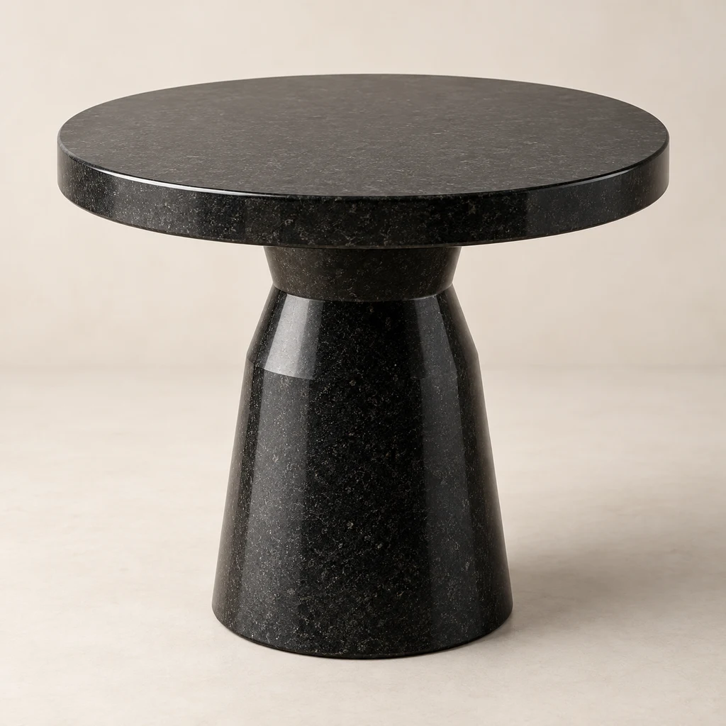 Round Side Table Absolute Black Granite