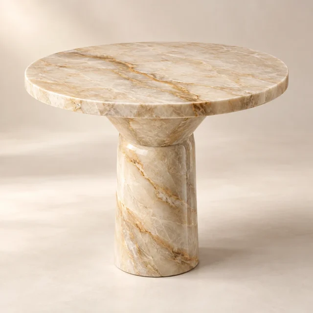 Round Side Table Taj Mahal Quartzite