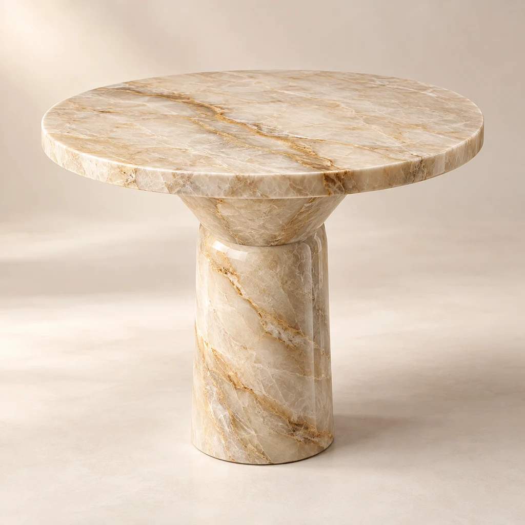 Round Side Table Taj Mahal Quartzite