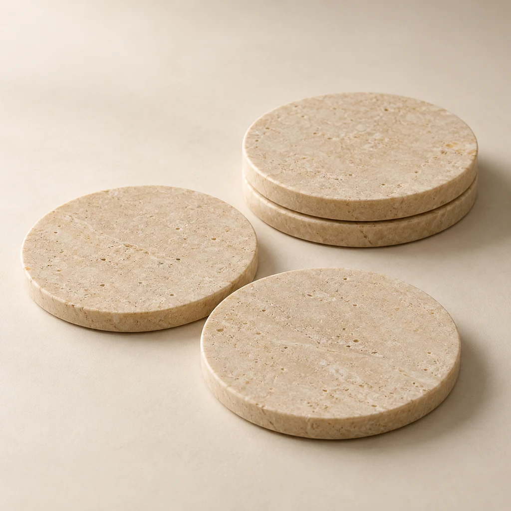 Coaster Set Crema Limestone