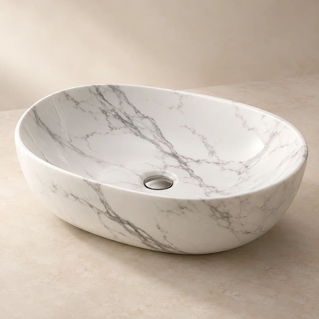 Stone Basin Statuario Porcelain