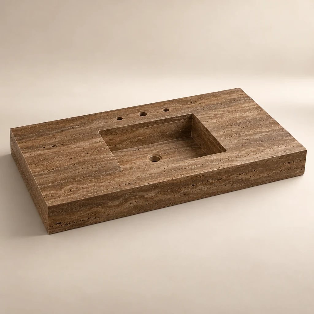 Noce Travertine Vanity Top