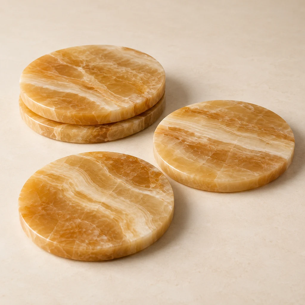 Coaster Set Honey Onyx