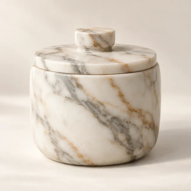 Lidded Jar Calacatta Gold Marble