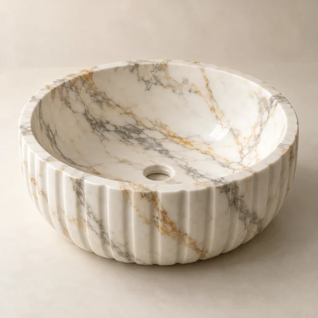 Fluted Basin Calacatta Gold Marble