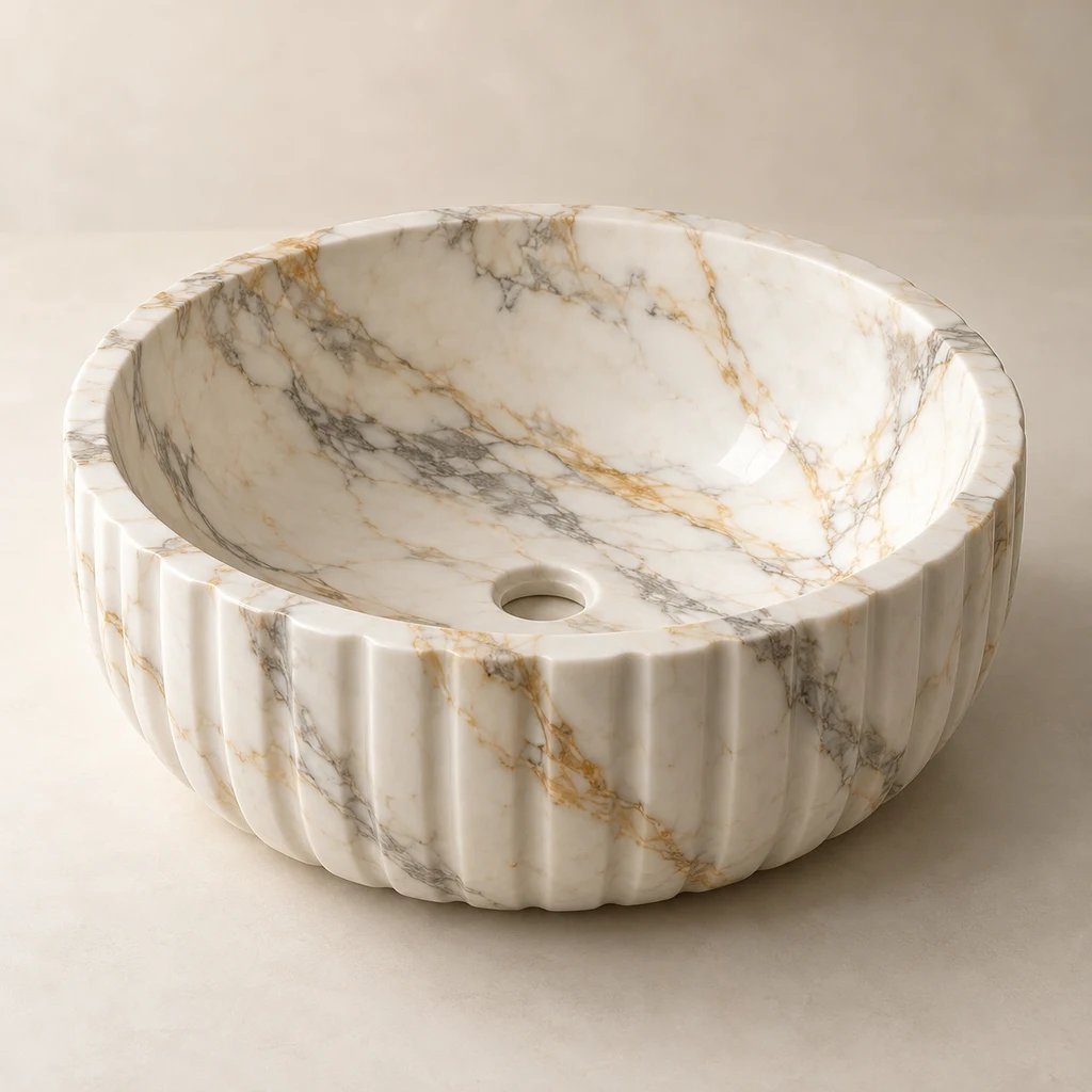 Fluted Basin Calacatta Gold Marble