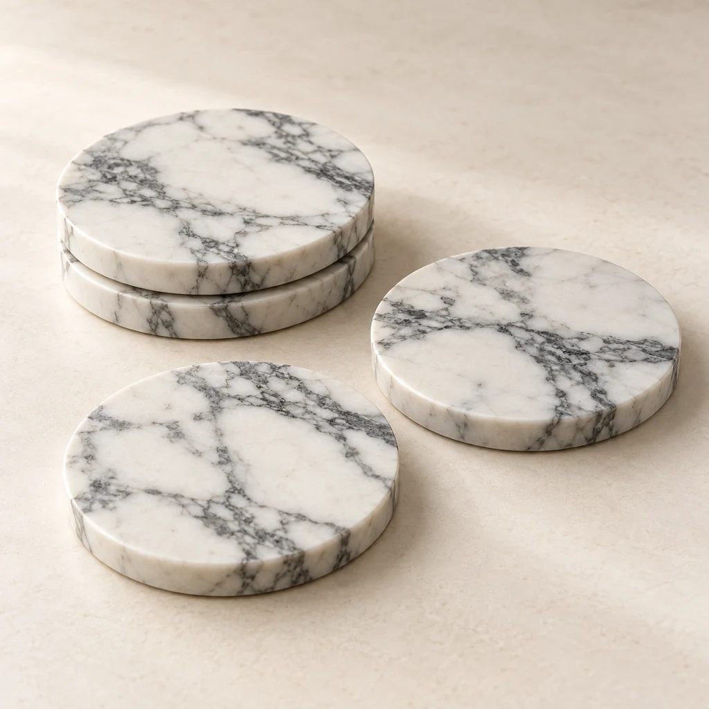 Coaster Set Arabescato Marble