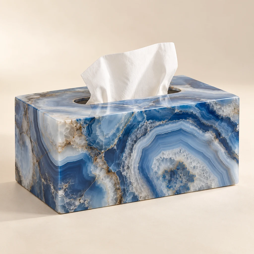 Tissue Box Blue Agate