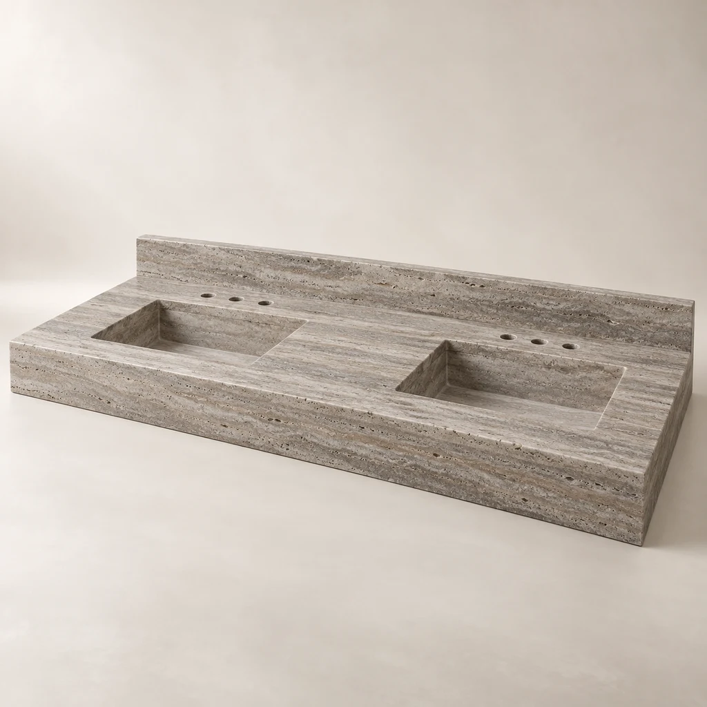 Silver Travertine Vanity Top