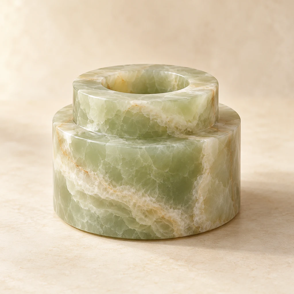 Candle Holder Green Onyx